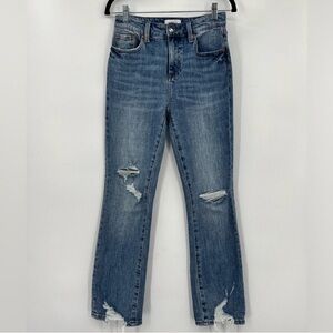 Pistola High Rise Distressed Jeans Denim Stretch Pockets Blue